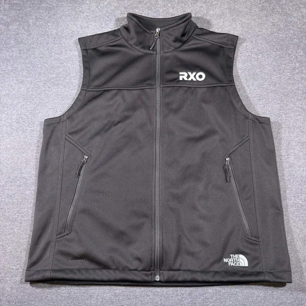 The North Face Windwall Vest Mens XL Black Logo Full Zip Softshell Golf Preppy